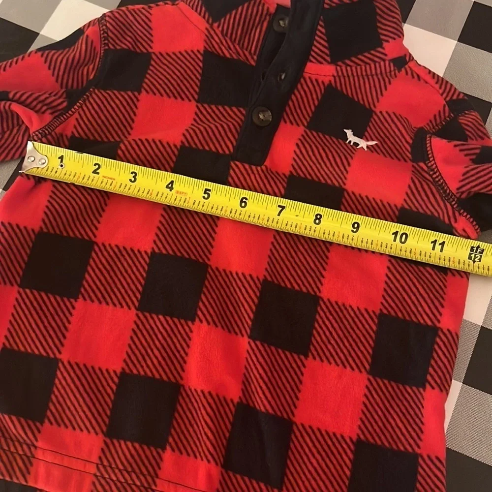 Carter’s Buffalo Plaid Red Black Buffalo Check Fleece Pullover Shirt 24 Months